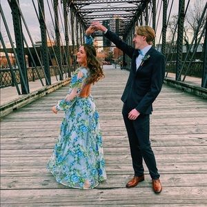 Asos edition embroidered maxi dress with open back